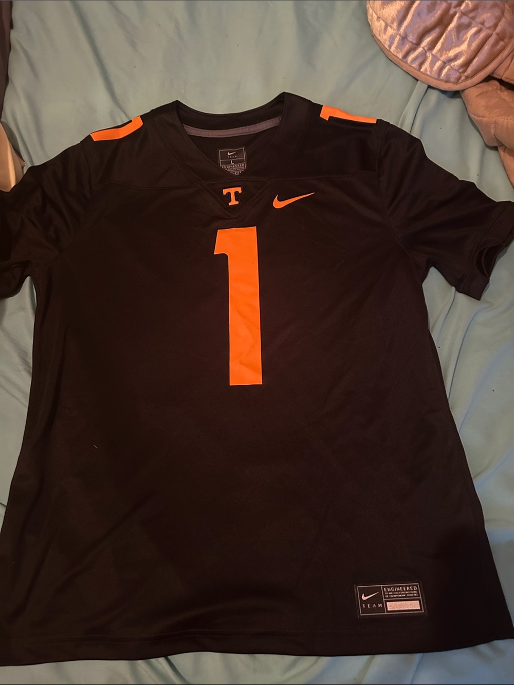 Nike Black Jersey with Bright Orange Accents and Number 1